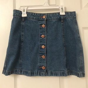 F21 Button Up Denim Mini Skirt